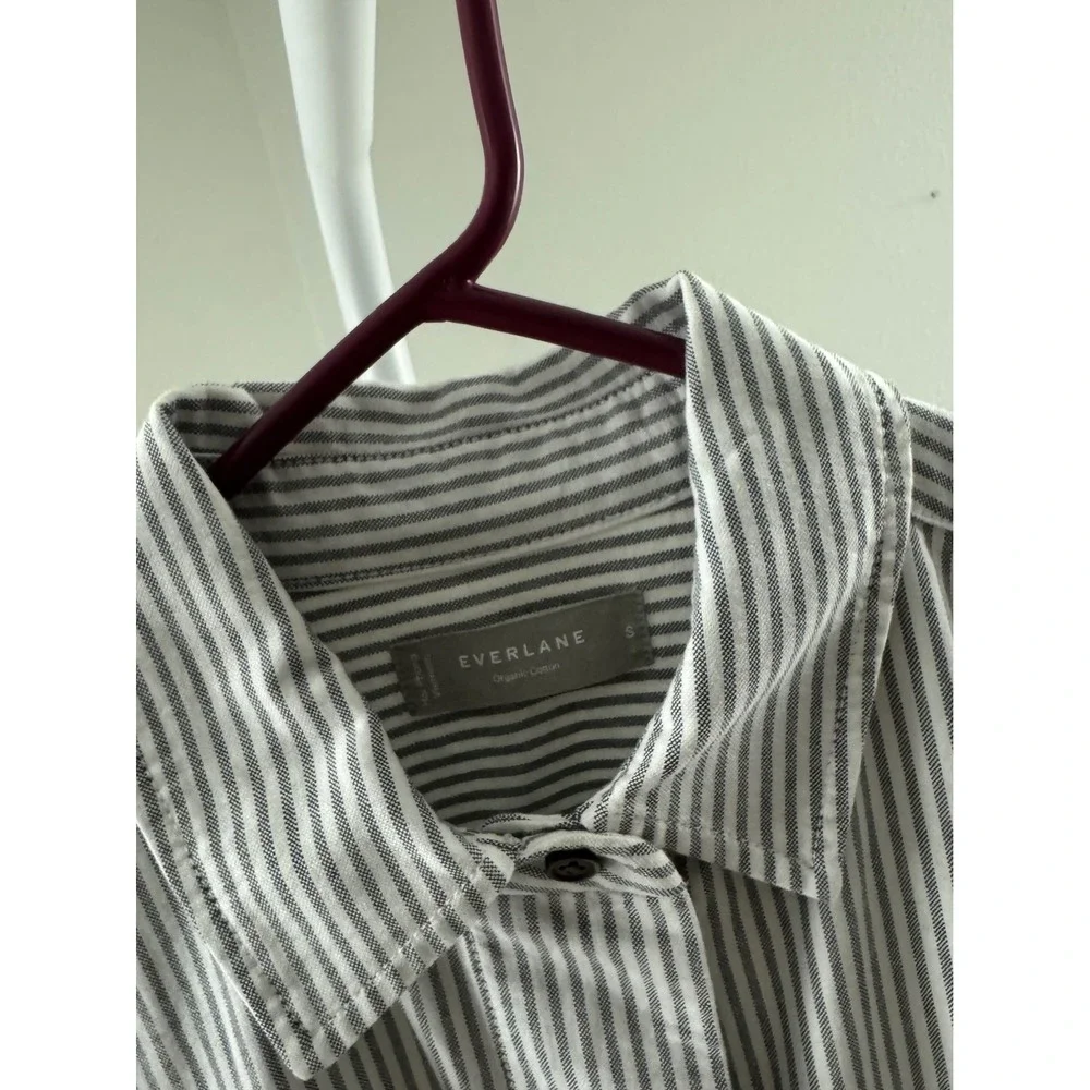 Everlane Oxford Shirtdress‎ Blue White Stripe Organic Cotton Belted Midi Dress